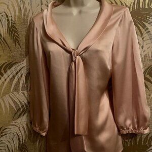 The LIMITED Soft Pink Silk Blouse ~ Shawl collar / Size Sml / 6 - 8